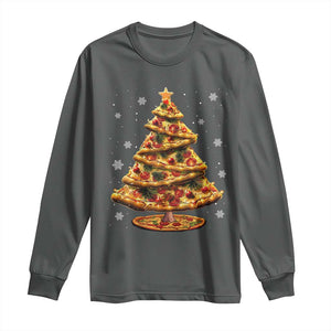 Pizza Christmas Tree Long Sleeve Shirt Xmas Gifts Kids TS10 Dark Heather Print Your Wear