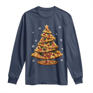 Pizza Christmas Tree Long Sleeve Shirt Xmas Gifts Kids TS10 Navy Print Your Wear