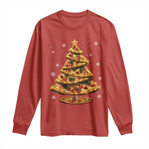 Pizza Christmas Tree Long Sleeve Shirt Xmas Gifts Kids TS10 Red Print Your Wear