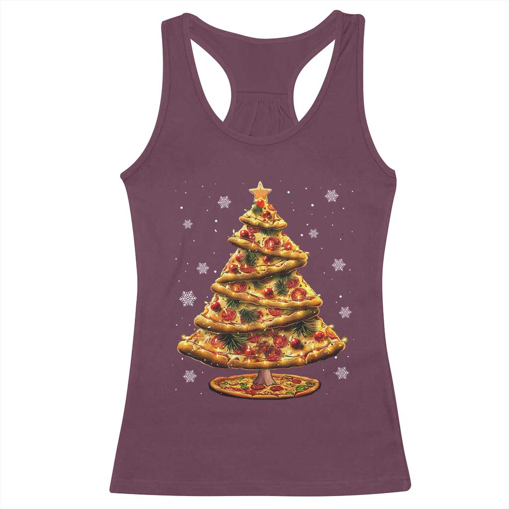 Pizza Christmas Tree Racerback Tank Top Xmas Gifts Kids TS10 Maroon Print Your Wear