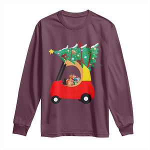 Christmas Kids Long Sleeve Shirt Red Car Tree Cute Xmas Toddler Boys TS10 Maroon Print Your Wear