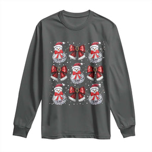 Christmas Coquette Long Sleeve Shirt Girly Xmas Disco Snowman Bow TS10 Dark Heather Print Your Wear