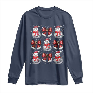 Christmas Coquette Long Sleeve Shirt Girly Xmas Disco Snowman Bow TS10 Navy Print Your Wear