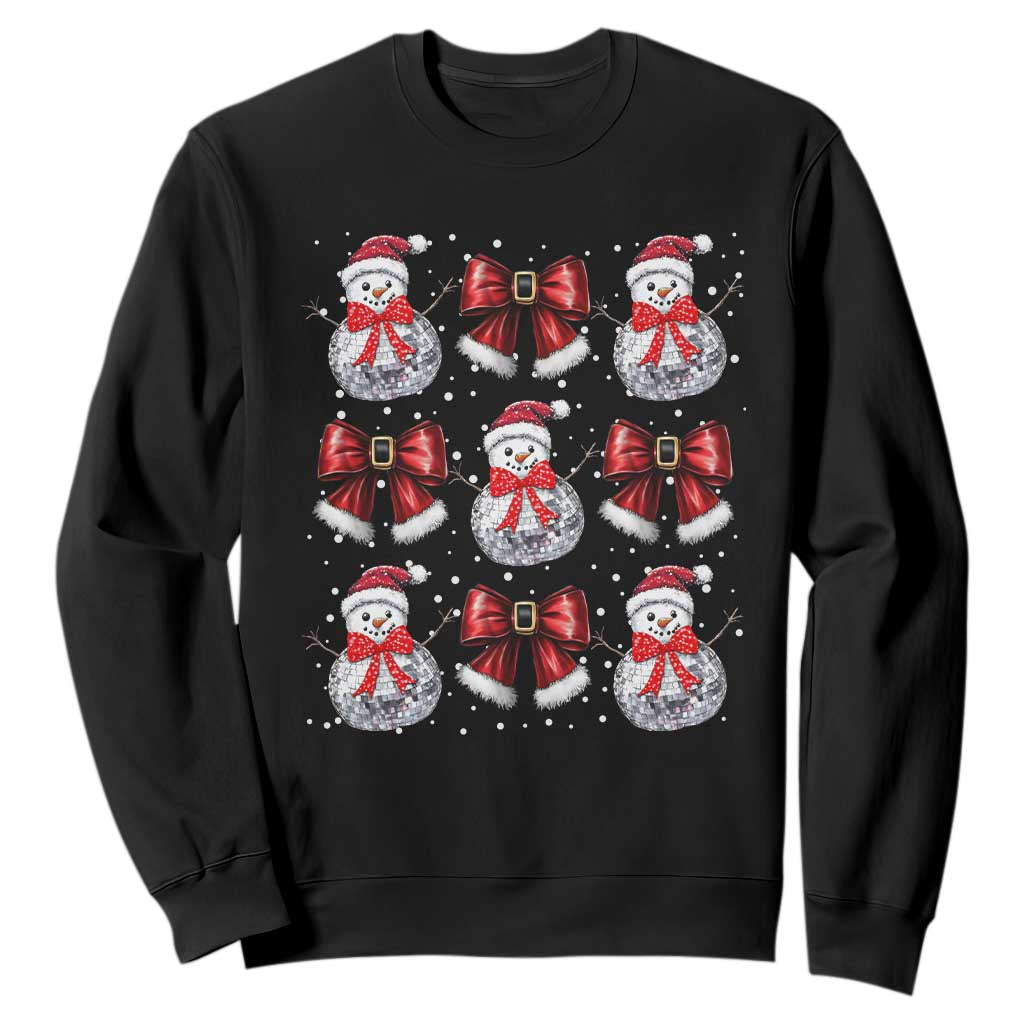 Christmas Coquette Sweatshirt Girly Xmas Disco Snowman Bow TS10 Black Print Your Wear