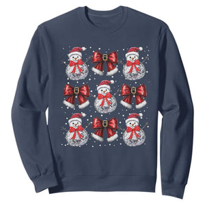 Christmas Coquette Sweatshirt Girly Xmas Disco Snowman Bow TS10 Navy Print Your Wear