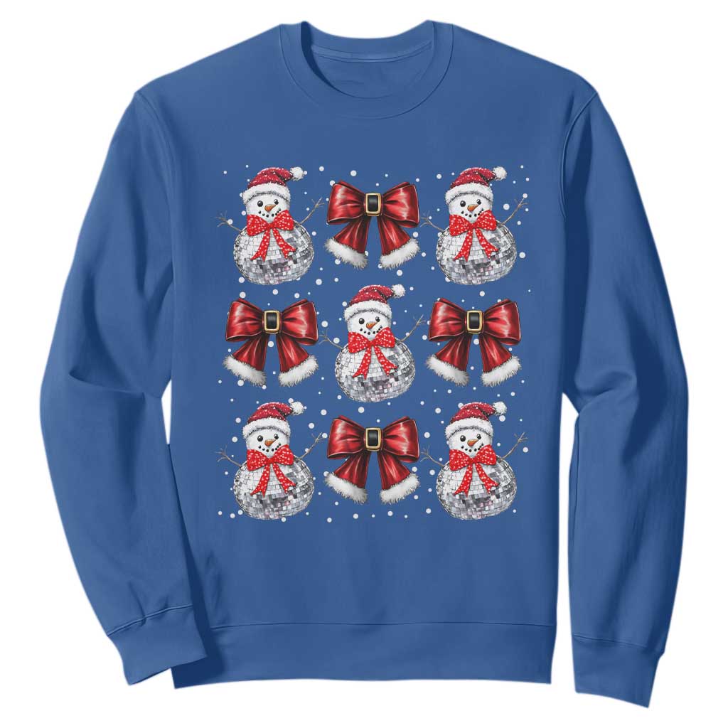 Christmas Coquette Sweatshirt Girly Xmas Disco Snowman Bow TS10 Royal Blue Print Your Wear