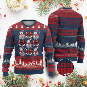 Coquette Ugly Christmas Sweater Girly Xmas Disco Snowman Bow TS10 Burgundy Print Your Wear