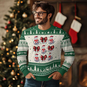 Coquette Ugly Christmas Sweater Girly Xmas Disco Snowman Bow TS10 Green Print Your Wear