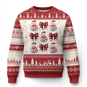 Coquette Ugly Christmas Sweater Girly Xmas Disco Snowman Bow TS10 Red Print Your Wear