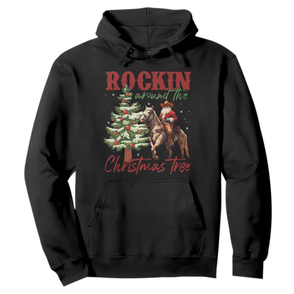 Western Christmas Hoodie Vintage 90s Cowboy Santa Claus Xmas Tree TS10 Black Print Your Wear