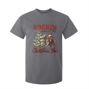 Western Christmas T Shirt For Kid Vintage 90s Cowboy Santa Claus Xmas Tree TS10 Charcoal Print Your Wear