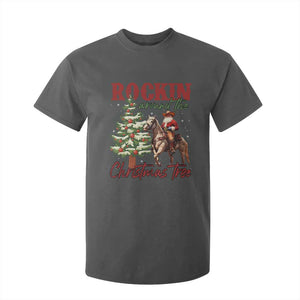 Western Christmas T Shirt For Kid Vintage 90s Cowboy Santa Claus Xmas Tree TS10 Dark Heather Print Your Wear