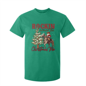 Western Christmas T Shirt For Kid Vintage 90s Cowboy Santa Claus Xmas Tree TS10 Irish Green Print Your Wear