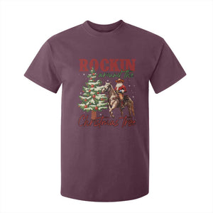 Western Christmas T Shirt For Kid Vintage 90s Cowboy Santa Claus Xmas Tree TS10 Maroon Print Your Wear