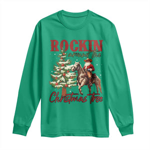 Western Christmas Long Sleeve Shirt Vintage 90s Cowboy Santa Claus Xmas Tree TS10 Irish Green Print Your Wear