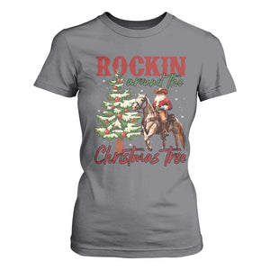 Western Christmas T Shirt For Women Vintage 90s Cowboy Santa Claus Xmas Tree TS10 Charcoal Print Your Wear