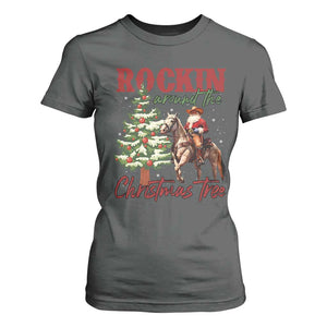 Western Christmas T Shirt For Women Vintage 90s Cowboy Santa Claus Xmas Tree TS10 Dark Heather Print Your Wear