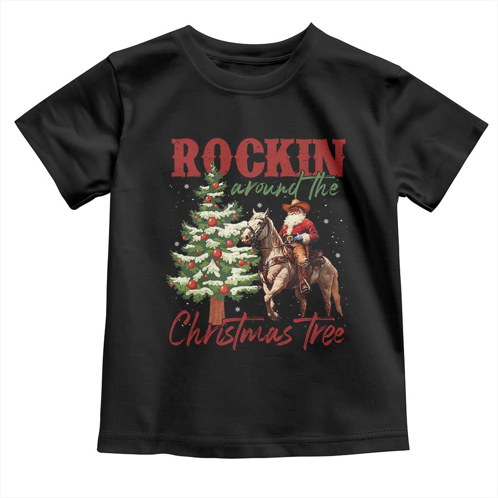 Western Christmas Toddler T Shirt Vintage 90s Cowboy Santa Claus Xmas Tree TS10 Black Print Your Wear