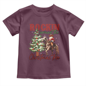 Western Christmas Toddler T Shirt Vintage 90s Cowboy Santa Claus Xmas Tree TS10 Maroon Print Your Wear