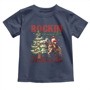 Western Christmas Toddler T Shirt Vintage 90s Cowboy Santa Claus Xmas Tree TS10 Navy Print Your Wear