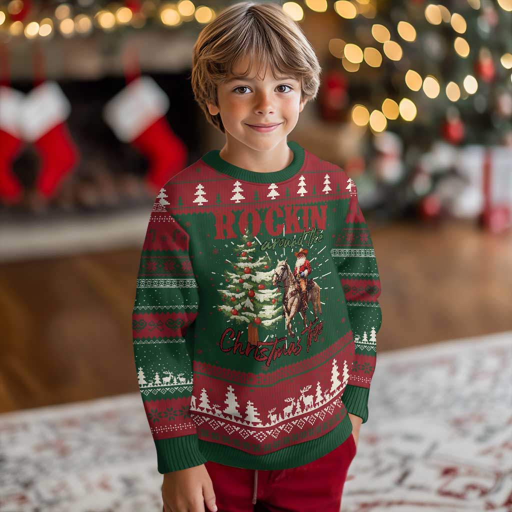 Western Ugly Christmas Sweater Vintage 90s Cowboy Santa Claus Xmas Tree TS10 Christmas Print Your Wear