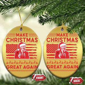 Xmas Trump Christmas Ornament Funny Santa Trump Make Christmas Great Again Ugly Sweater TS10 Oval Gold Print Your Wear