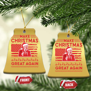 Xmas Trump Christmas Ornament Funny Santa Trump Make Christmas Great Again Ugly Sweater TS10 Bell Flake Gold Print Your Wear