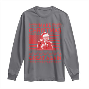 Christmas Trump Long Sleeve Shirt Funny Xmas Santa Trump Make Christmas Great Again Ugly Sweater TS10 Charcoal Print Your Wear