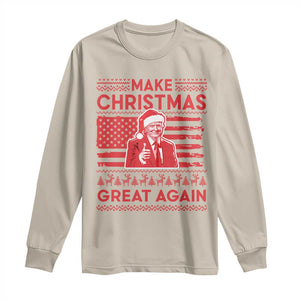 Christmas Trump Long Sleeve Shirt Funny Xmas Santa Trump Make Christmas Great Again Ugly Sweater TS10 Sand Print Your Wear