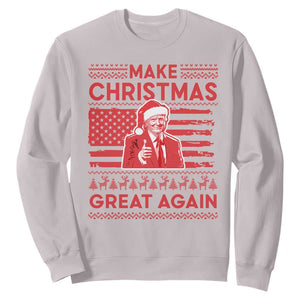 Christmas Trump Sweatshirt Funny Xmas Santa Trump Make Christmas Great Again Ugly Sweater TS10 Ice Gray Print Your Wear