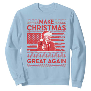 Christmas Trump Sweatshirt Funny Xmas Santa Trump Make Christmas Great Again Ugly Sweater TS10 Light Blue Print Your Wear