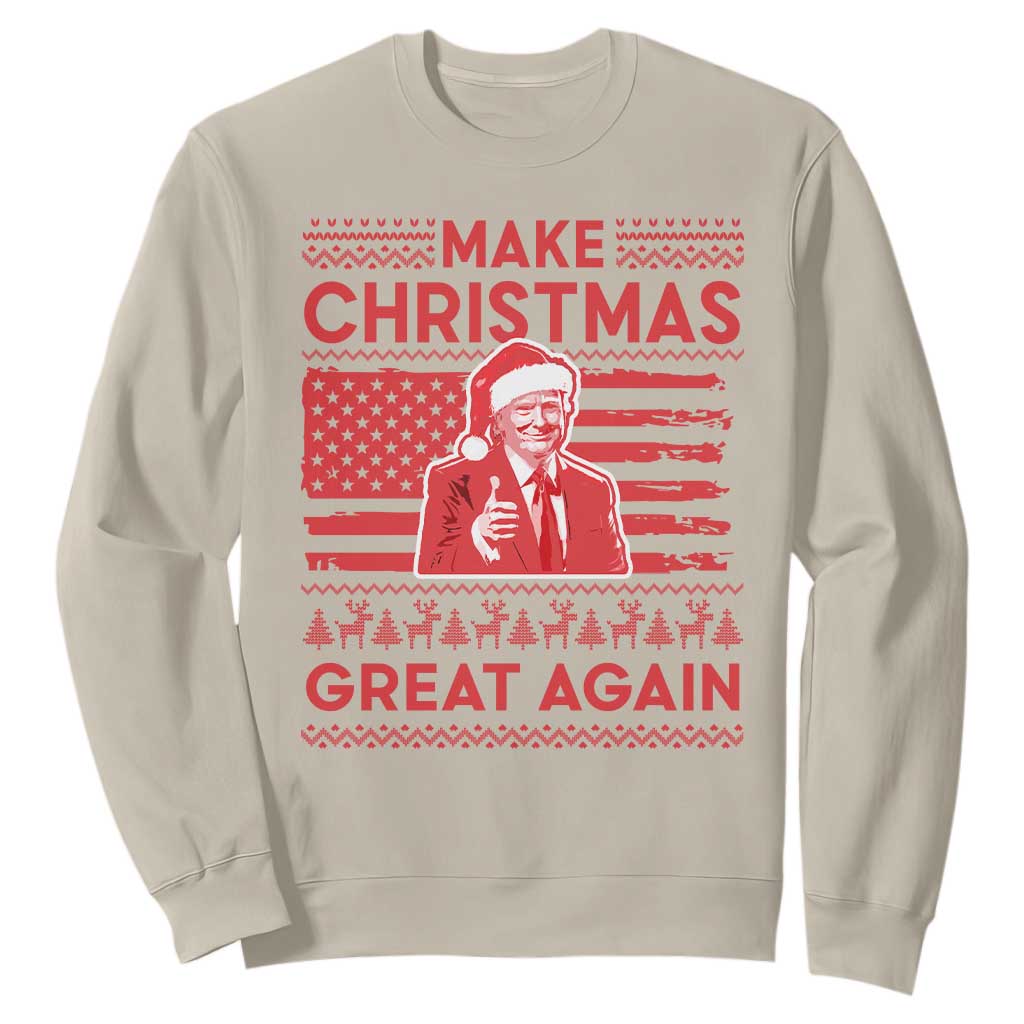 Christmas Trump Sweatshirt Funny Xmas Santa Trump Make Christmas Great Again Ugly Sweater TS10 Sand Print Your Wear