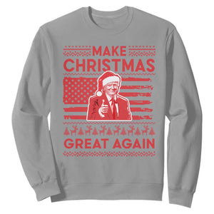 Christmas Trump Sweatshirt Funny Xmas Santa Trump Make Christmas Great Again Ugly Sweater TS10 Sport Gray Print Your Wear