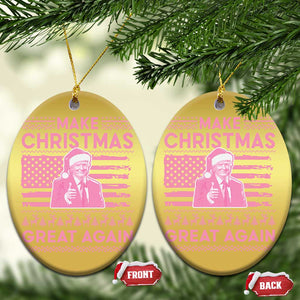 Christmas Trump Pink Christmas Ornament Funny Xmas Santa Trump Make Christmas Great Again Ugly Sweater TS10 Oval Gold Print Your Wear