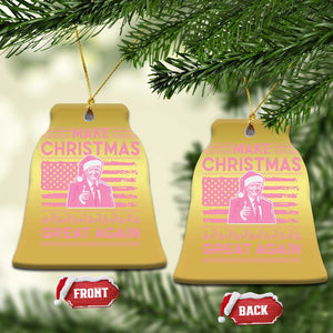 Christmas Trump Pink Christmas Ornament Funny Xmas Santa Trump Make Christmas Great Again Ugly Sweater TS10 Bell Flake Gold Print Your Wear