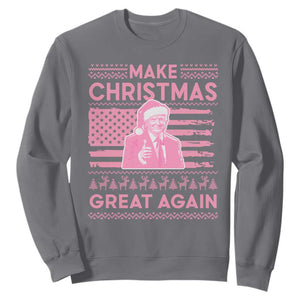 Christmas Trump Pink Sweatshirt Funny Xmas Santa Trump Make Christmas Great Again Ugly Sweater TS10 Charcoal Print Your Wear