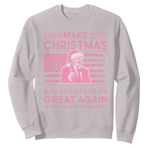 Christmas Trump Pink Sweatshirt Funny Xmas Santa Trump Make Christmas Great Again Ugly Sweater TS10 Ice Gray Print Your Wear