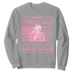 Christmas Trump Pink Sweatshirt Funny Xmas Santa Trump Make Christmas Great Again Ugly Sweater TS10 Sport Gray Print Your Wear