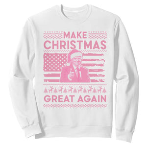 Christmas Trump Pink Sweatshirt Funny Xmas Santa Trump Make Christmas Great Again Ugly Sweater TS10 White Print Your Wear