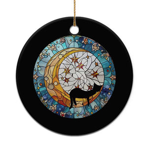 Cat Memorial Christmas Ornament Sleeping Black Cat on Moon Pet Sympathy Gift Stained Glass TS10 Print Your Wear