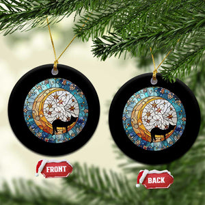 Cat Memorial Christmas Ornament Sleeping Black Cat on Moon Pet Sympathy Gift Stained Glass TS10 Circle Stained Glass Print Your Wear