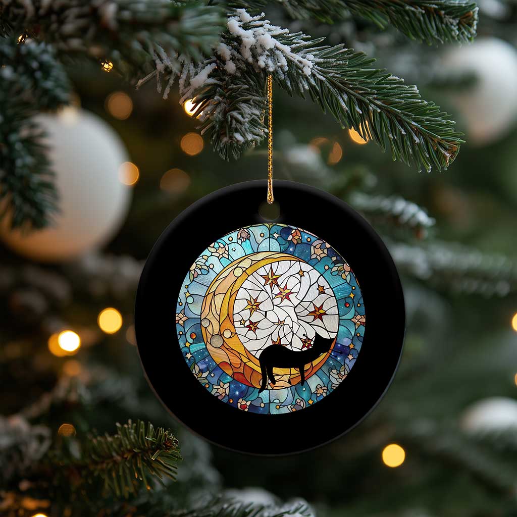 Cat Memorial Christmas Ornament Sleeping Black Cat on Moon Pet Sympathy Gift Stained Glass TS10 Print Your Wear