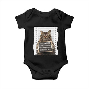 Funny Cat Christmas Baby Onesie Mugshot I Knocked Down The Xmas Tree TS10 Black Print Your Wear