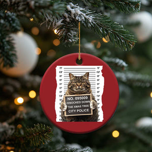 Funny Cat Xmas Christmas Ornament Mugshot I Knocked Down The Xmas Tree TS10 Print Your Wear