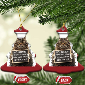 Funny Cat Xmas Christmas Ornament Mugshot I Knocked Down The Xmas Tree TS10 Christmas Tree Red Print Your Wear