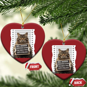 Funny Cat Xmas Christmas Ornament Mugshot I Knocked Down The Xmas Tree TS10 Heart Red Print Your Wear