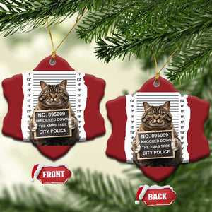 Funny Cat Xmas Christmas Ornament Mugshot I Knocked Down The Xmas Tree TS10 Snow Flake Red Print Your Wear