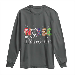 Nurse Christmas Long Sleeve Shirt Nursing RN LPN NP Nicu Xmas Gift TS10 Dark Heather Print Your Wear