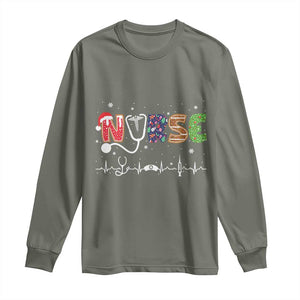 Nurse Christmas Long Sleeve Shirt Nursing RN LPN NP Nicu Xmas Gift TS10 Military Green Print Your Wear