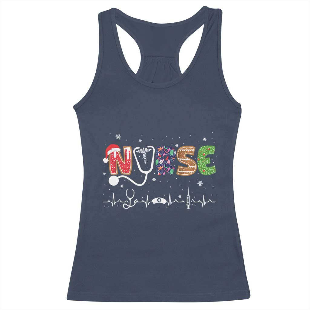 Nurse Christmas Racerback Tank Top Nursing RN LPN NP Nicu Xmas Gift TS10 Navy Print Your Wear
